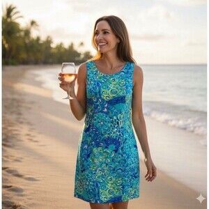 Lilly Pulitzer Cathy Shift Dress Sea Blue Lillys Lagoon Size 16